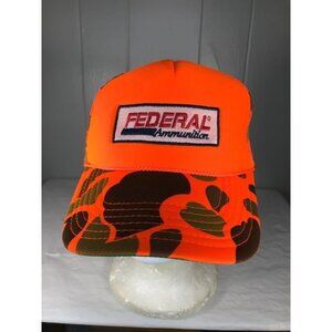 Vintage Federal Ammunition Blaze Camo Trucker mesh snapback hat cap
